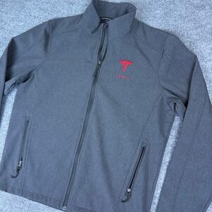 Mens Tesla Engineering Softshell Jacket Gray Port Authority Full Zip Logo Sz Med